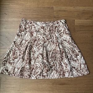 Merona Brown & White Silk Brushstroke Circle Skirt-Size 10